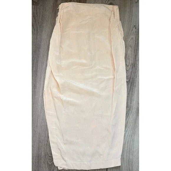 Acne Studios Textured Ruched Crepon Midi Skirt Beige High Waisted Side Slit - Picture 7 of 11